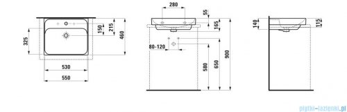 Laufen Meda umywalka ścienna z powłoką LCC (LAUFEN Clean Coat 55x46cm biała H8161124001041