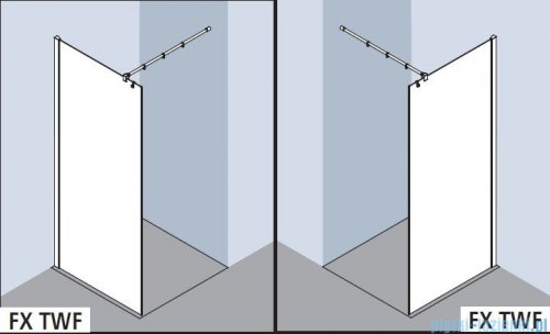 Kermi Filia Xp Ściana Walk-in Wall, stabilizator 45/przezroczyste KermiClean, profile srebrne 75x200cm FXTWG07520VPK