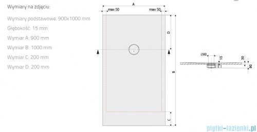 Sanplast Structure Mineral B-M/STRUCTURE brodzik prostokątny 90x100x1,5 cm mat czerni 645-360-0530-59-010