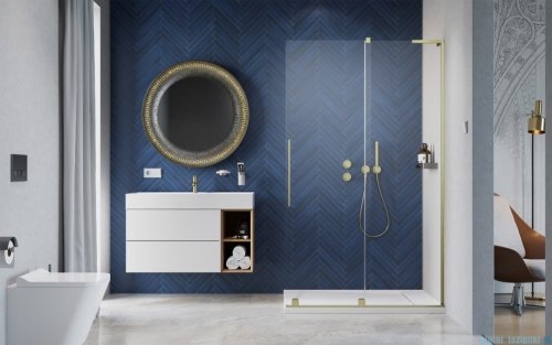 Radaway Furo SL Brushed Gold  kabina Walk-in 90x200cm prawa szczotkowane złoto 10306488-99-01R/10110444-01-01