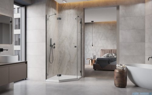 Radaway Essenza Pro Brushed GunMetal Ptj kabina pięciokątna 100x90 lewa szczotkowany grafit 10100000-92-01L/10100900-01-01