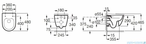 Roca Ona miska WC wisząca Rimless Czarny Mat A346688080