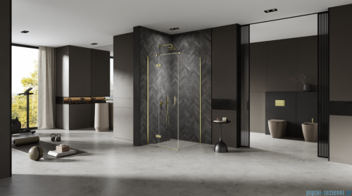 New Trendy Nesta Light Gold kabina 120x100x200 cm lewa wspornik równoległy złoty połysk/szkło przejrzyste K-4517