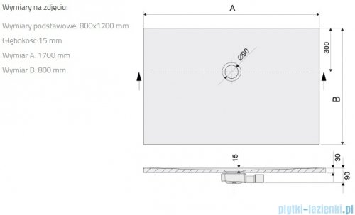Sanplast Open Structure Mineral B-M/OPEN STR brodzik prostokątny 80x170x1,5 cm mat czerni 645-440-0400-59-020