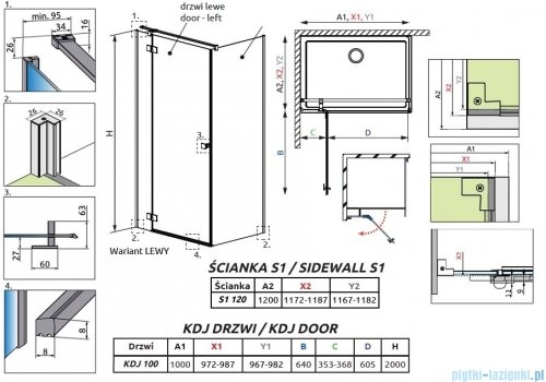 Radaway Essenza Kdj kabina 100x120cm lewa szkło przejrzyste 1385040-01-01L/1384054-01-01