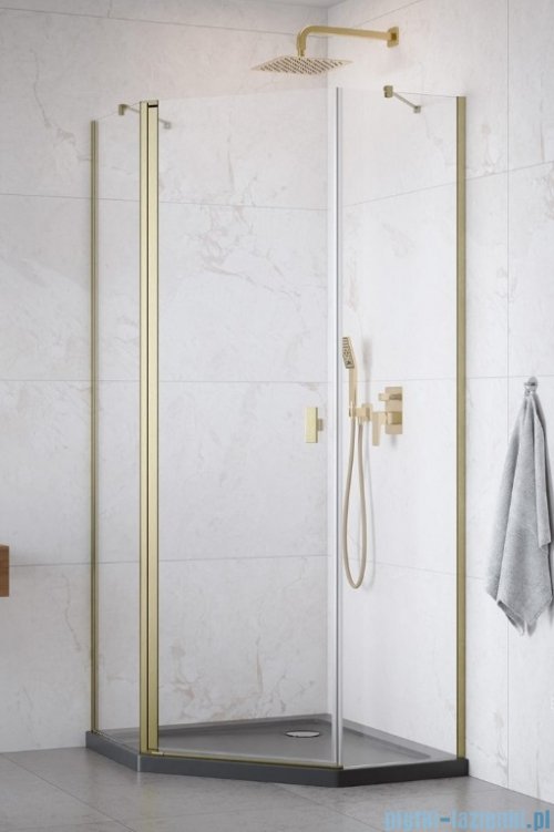 Radaway Nes Brushed Gold Ptj kabina pięciokątna 100x80cm lewa złoto szczotkowane 10052000-99-01L/10052200-99-01 