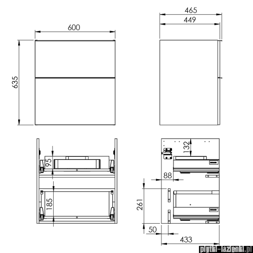 Elita Look szafka z umywalką 60x63x45cm czarny mat 168105/145830