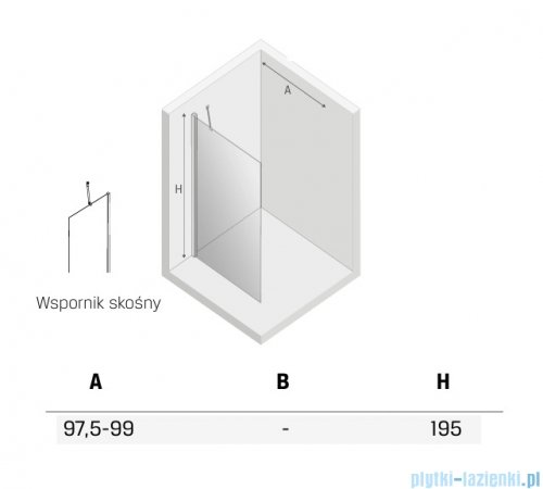 New Trendy New Soleo Black 100x195 cm kabina Walk-In czarny mat/szkło przejrzyste K-0770