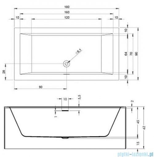 Riho Rethink Cubic Plug&amp;Play 180x90 cm wanna prostokątna prawa B107011005
