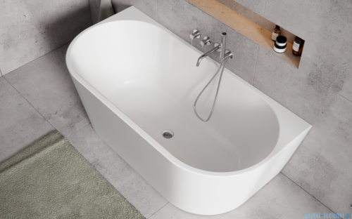 Besco Vica New wanna 160x80cm wolnostojąca przyścienna z odpływem klik-klak chrom #WAS-160VNO