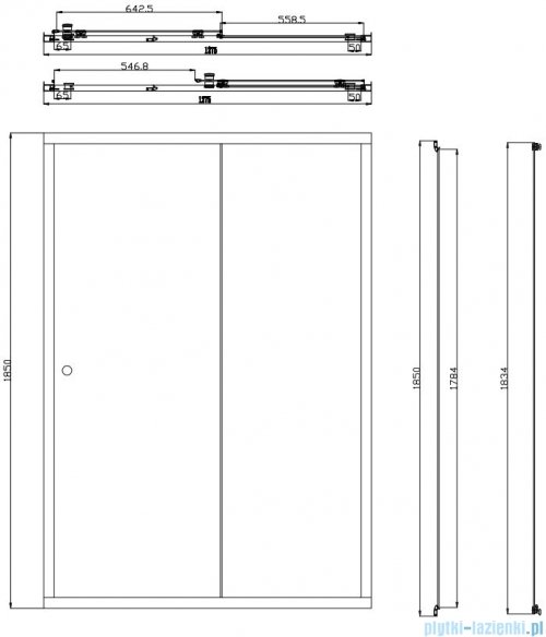 Omnires Bronx drzwi prysznicowe 130x185cm przezroczyste S2050130CRTR