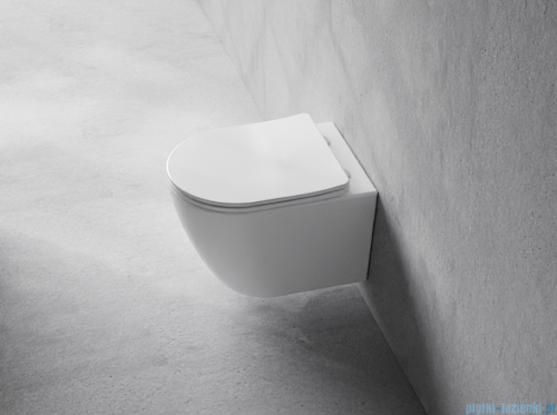 Besco Aspen White miska WC wisząca + deska wolnoopadająca Aspen Slim White biały połysk #ZAS-B-DASB