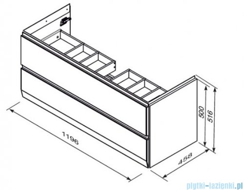 Oristo Brylant szafka z umywalką wisząca 119x50x45 biały połysk OR36-SD2S-120-1-V3/UME-AM-120-92-D