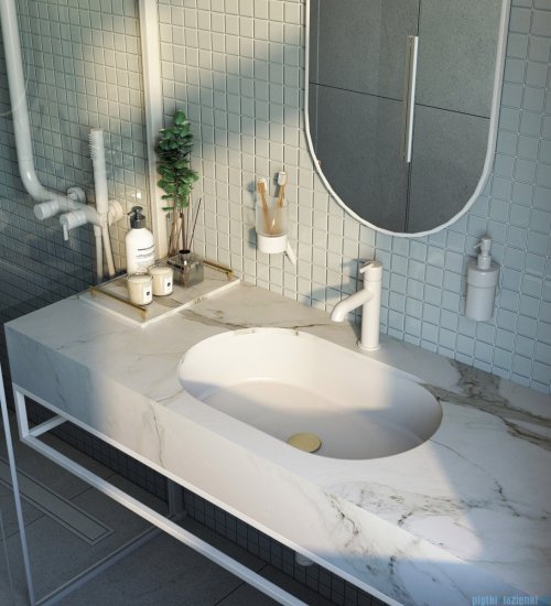 Deante SILIA Umywalka granitowa podblatowa/wpuszczana 58,8x39 cm szary metalik CQS_SU6U