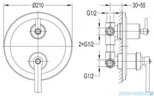 Omnires Armance bateria 3-wyjściowa podtynkowa miedź antyczna AM5237ORB