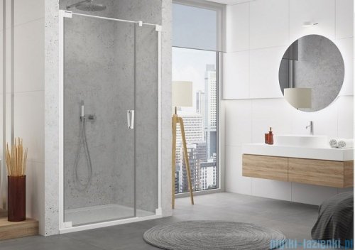 SanSwiss Cadura White Line drzwi wahadłowe 140cm jednoczęściowe lewe z polem stałym biały mat CA31CG1400907