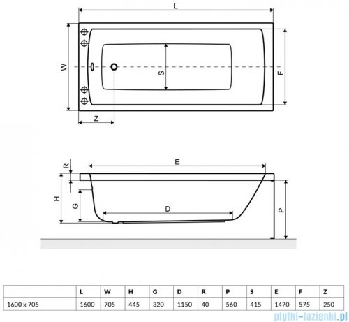 Wanna Excellent Aquaria 160x70 Biała WAEX.AQU16WH