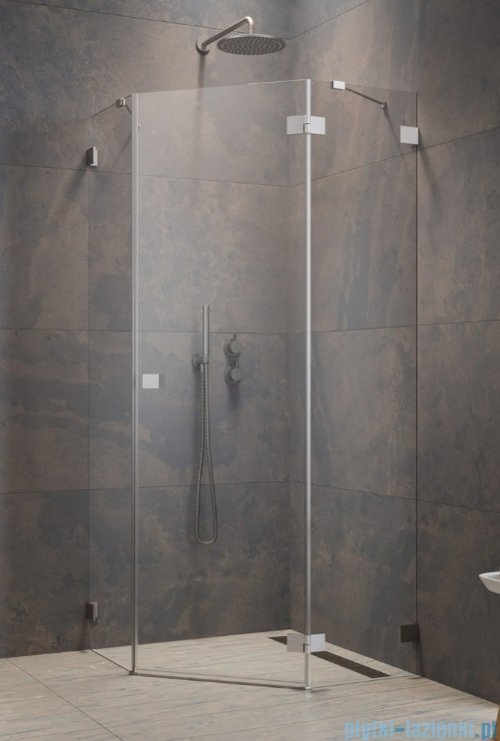 Radaway Essenza Ptj Brushed Nickel kabina pięciokątna 80x100cm prawa szczotkowany nikiel 1385010-91-01R/1385054-01-01