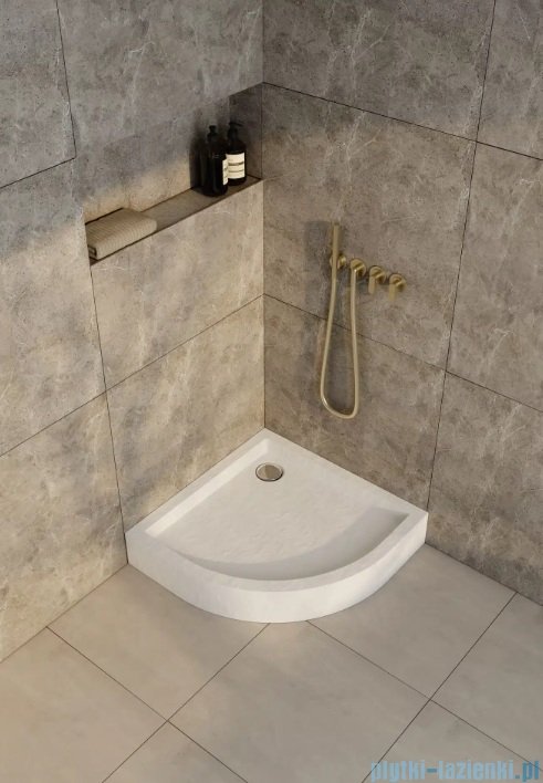Schedpol Schedline Favory Plus brodzik półokrągły 90x90x16cm White Stone 3ST.F1O-9090/B/ST
