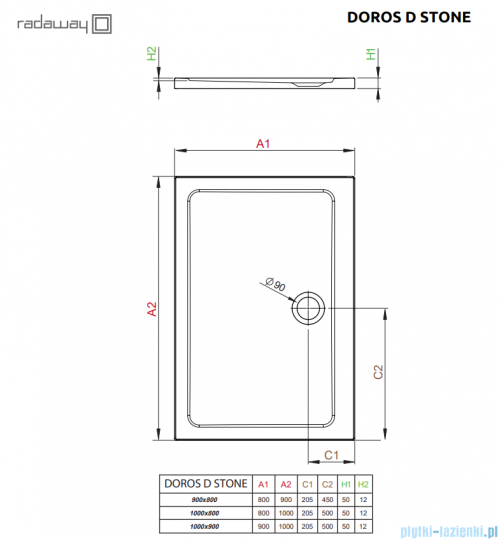 Radaway Doros D Stone brodzik 100x90x5 czarny SDRD1090-01-54S