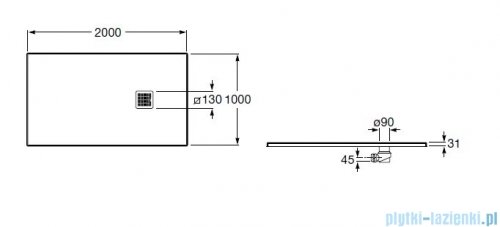 Roca Terran 200x100cm brodzik prostokątny konglomeratowy cafe AP1017D03E801660