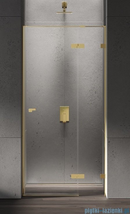 New Trendy Eventa Gold Shine drzwi wnękowe pojedyncze 100x200 cm przejrzyste prawa Złoty połysk EXK-4676