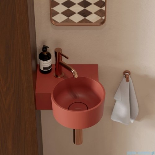Omnires Ovo M+ umywalka nablatowa/wisząca lewa 33x34 cm terracotta mat OVO335UWLTE