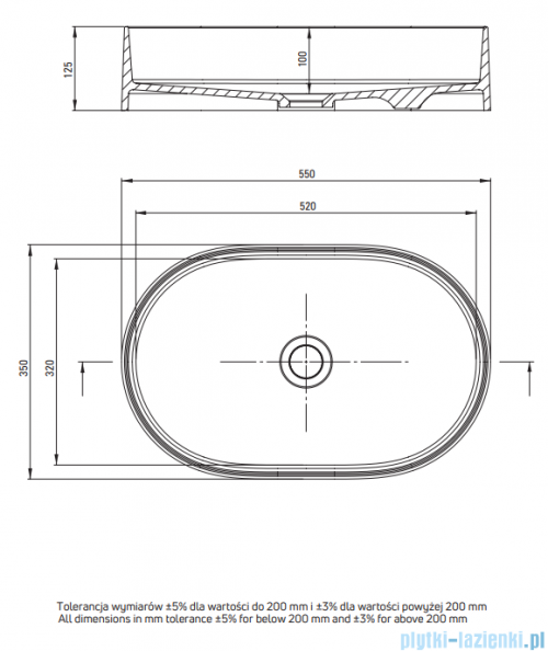 Deante SILIA Umywalka granitowa nablatowa 55x35 cm szary metalik CQS_SU6S