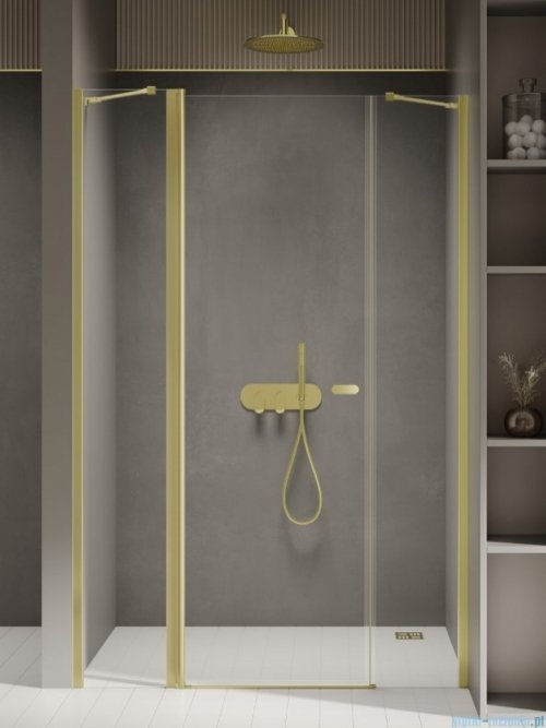 New Trendy New Soleo Light Gold 110x195 cm drzwi wnękowe wsporniki skośne złoty połysk/szkło przejrzyste D-0957A