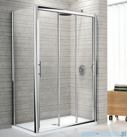 Novellini Drzwi prysznicowe przesuwne LUNES P 120 cm szkło przejrzyste profil chrom LUNESP120-1K