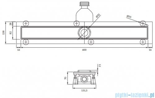 Omnires Lowfix odpływ liniowy z maskownicą do wklejenia płytek 60 cm czarny LOWFIX60TBL