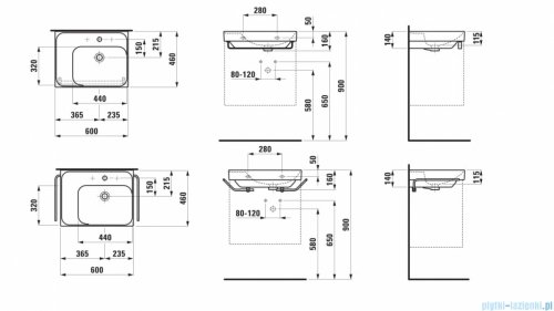 Laufen Meda umywalka ścienna 60x46cm grafitowy mat  H8171127581041