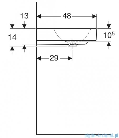 Geberit One Umywalka prostokątna z otworem na baterię 105x48cm KeraTect 505.020.01.4