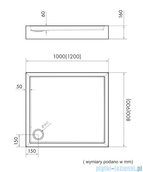 Schedpol Schedline Favory Plus brodzik prostokątny 100x80x16cm Biały 3ST.F1P-80100