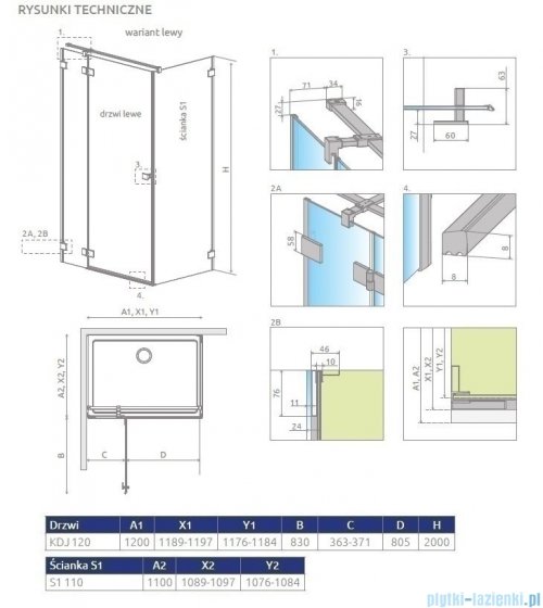 Radaway Essenza Pro White Kdj kabina 120x110cm lewa szkło przejrzyste 10097120-04-01L/10098110-01-01