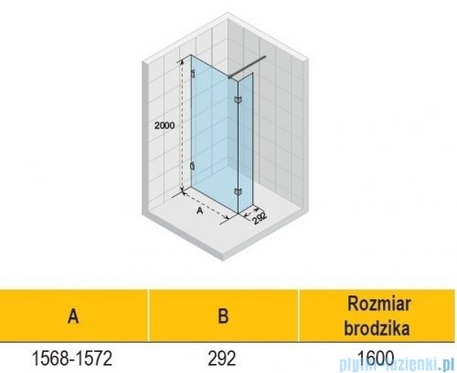 Riho Scandic NXT X402 kabina prysznicowa Walk In 160x200cm czarna G001128121