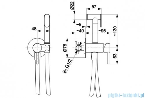 KFA MOZA BRUSHED GOLD bateria bidetowa podtynkowa złoty szczotkowany 5039-512-31
