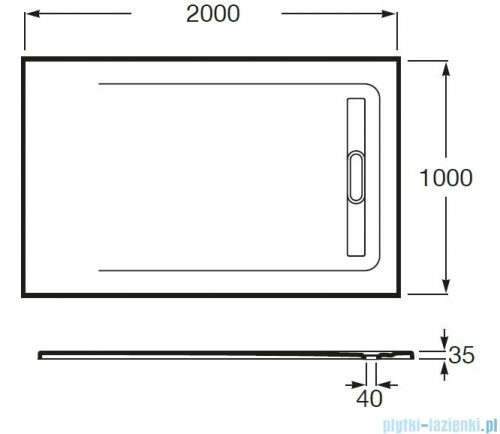 Roca Aquos 200x100cm brodzik prostokątny kompozytowy szary łupek AP6017D03E801200