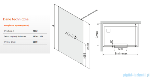 Sanplast Altus PIII/ALTIIa kabina walk-in 130x213 cm przejrzyste 600-121-2971-42-401