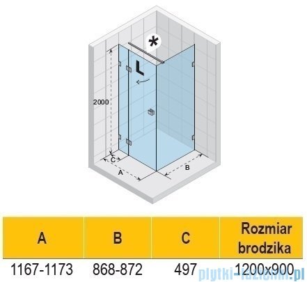 Riho Scandic NXT X203 kabina prysznicowa prawa 120x90cm czarna G001066121