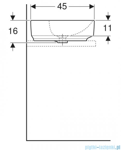 Geberit VariForm Umywalka owalna z półką, z przelewem 60x45cm 500.777.01.2