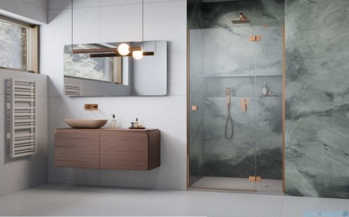 Radaway Essenza Brushed Copper Dwj drzwi wnękowe 100cm prawe szczotkowana miedź/szkło przejrzyste 1385014-93-01R
