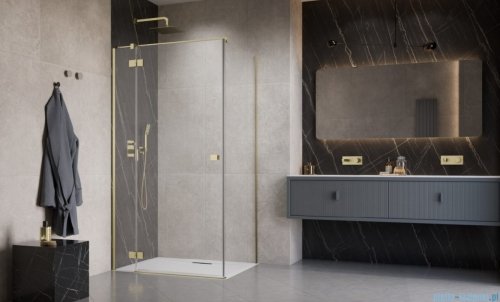 Radaway Essenza Kdj Brushed Gold kabina 110x110cm lewa szczotkowane złoto 1385041-99-01L/1384053-01-01