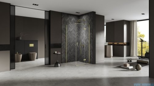 New Trendy Nesta Light Gold kabina 120x70x200 cm prawa wspornik równoległy złoty połysk/szkło przejrzyste K-4544