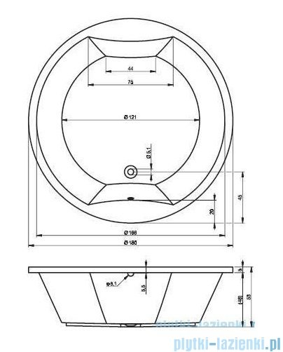 Riho Colorado wanna okrągła 180cm z hydromasażem FLOW prawa B038009005