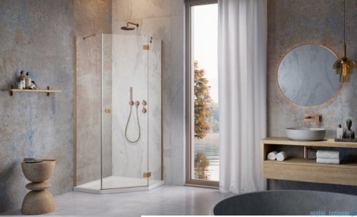 Radaway Essenza Ptj Brushed Copper kabina pięciokątna 100x90cm prawa szczotkowana miedź 1385010-93-01R/1385057-01-01