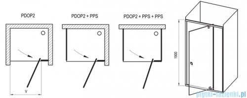 Ravak Drzwi prysznicowe obrotowe Pivot PDOP2-100 satyna transparent 03GA0U00Z1