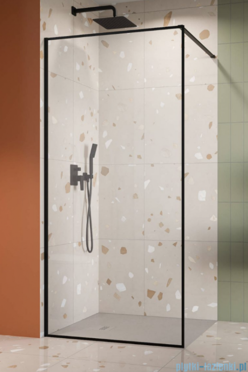 Radaway Modo F II Black kabina Walk-in 145x201cm Czarna szkło przejrzyste 10409145-54-01