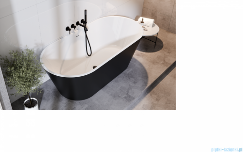 Besco Deeva B&amp;W 180x80 cm wanna wolnostojąca Czarno Biała +  syfon klik-klak Biały #WWA-180-DBW