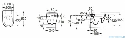 Roca Ona miska WC wisząca Rimless biała SUPERGLAZE A346687S00